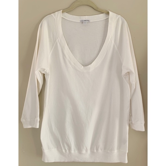 James Perse Tops - Standard James Perse V Neck 3/4 Sleeve  Size XL White